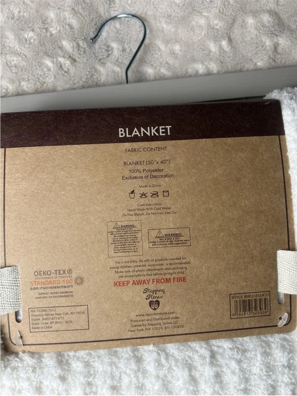 Bearpaw Kids Baby Blanket Cream Off White Chenille Soft Sweater Knit Ribbed